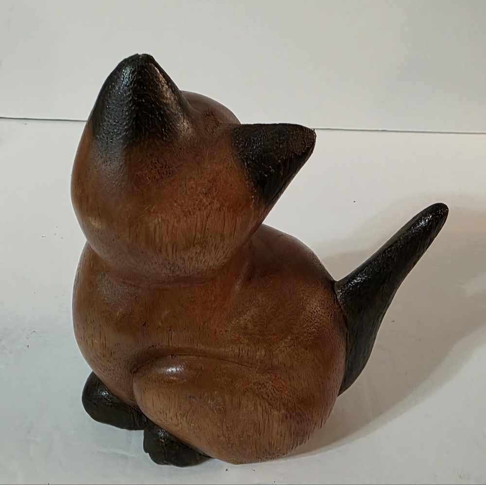 Vintage Wooden Cat Figurine Hand Carved - Picture 4 of 9